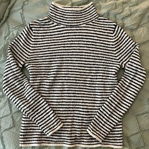 JCrew Striped Black and White Mock Turtleneck Sweater